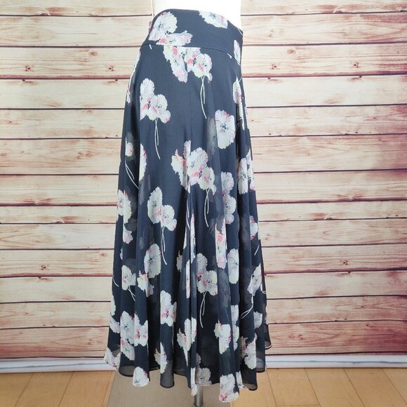 Ann Taylor Multicolor Floral Navy Midi Skirt - Picture 2 of 7